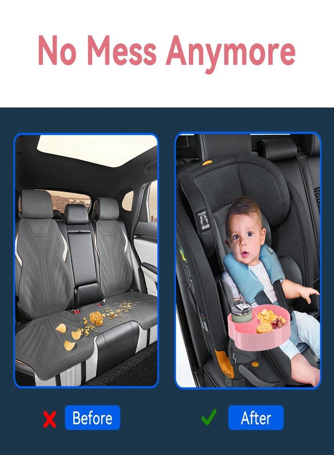 SSPONT Kids Car Seat Tray, Travel Tray with Cup Holder for Toddler Baby, Kids Car Seat Food Snack Organizer for Road Trip, Stroller snack tray travel must haves - Pink - Image 4